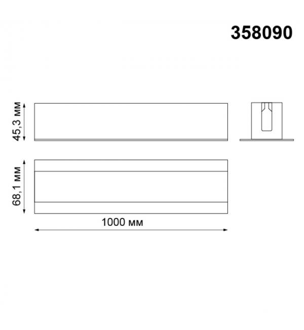 358090 PORT NT19 055 алюминий Встраиваемый профиль, длина 1м IP20 SABRO