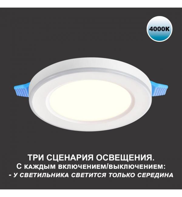 359012 SPOT NT23 560 белый Светильник встраиваемый светодиодный (три сценария работы) IP20 LED 4000К 6W+3W 100-265V 630Лм SPAN
