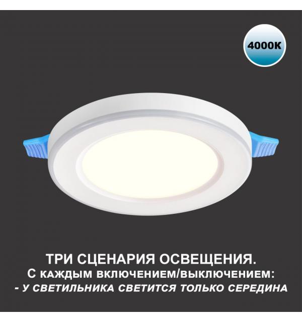 359016 SPOT NT23 560 белый Светильник встраиваемый светодиодный (три сценария работы) IP20 LED 4000К 18W+6W 100-265V 1680Лм SPAN