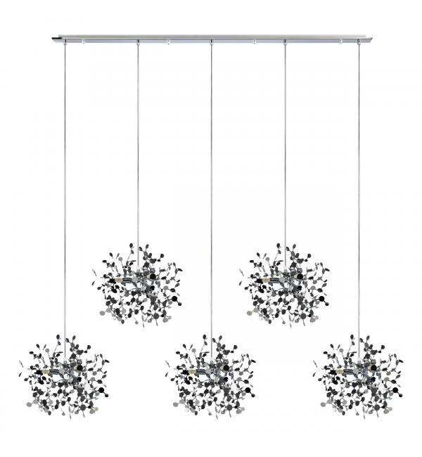 L5PL721134 Подвес пятерной линейный EXTRA 5x3x5W(led) G9  (721134 - 5 + 572164 -1) ХРОМ