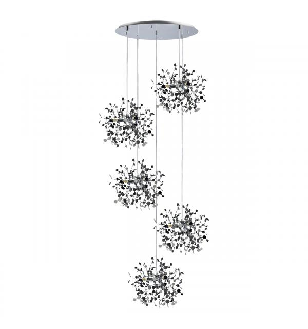 L5PR721134 Подвес пятерной круглый EXTRA 5x3x5W(led) G9  (721134 - 5 + 572154 -1) ХРОМ