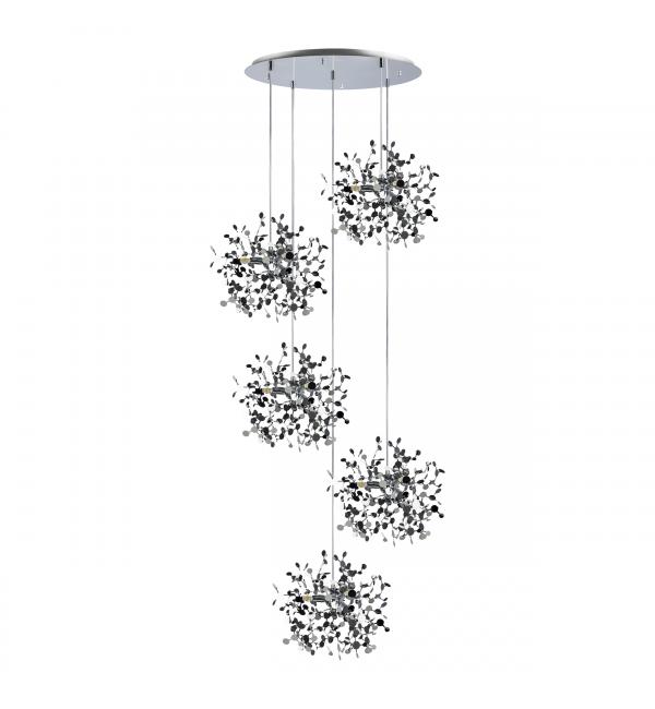 L5PR721134 Подвес пятерной круглый EXTRA 5x3x5W(led) G9  (721134 - 5 + 572154 -1) ХРОМ